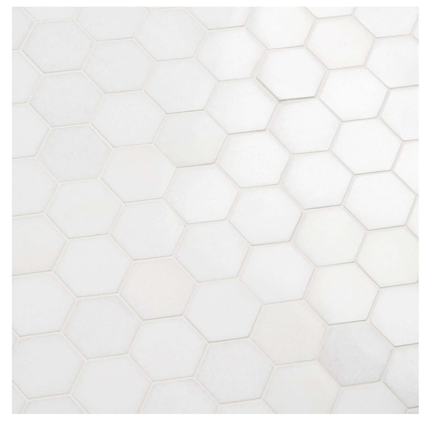 3” Thassos White Marble Hexagon Mosaic Tile