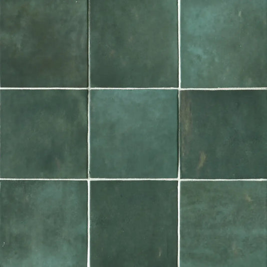 Cloé 5x5 glossy green ceramic tile, vibrant square pattern for fresh home decor.