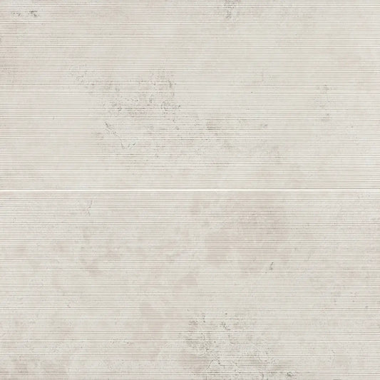Italian Thaddeus 24" x 48" matte porcelain decorative tile in white with subtle pattern.