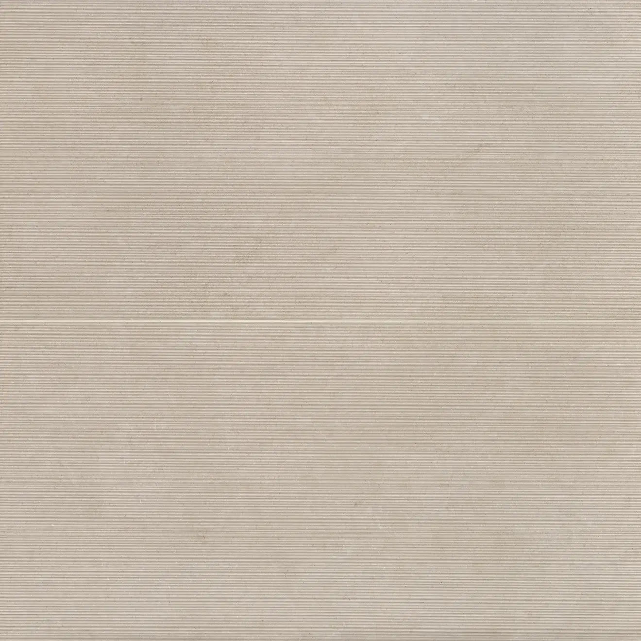Italian Thaddeus 24" x 48" matte porcelain decorative tile in almond with subtle lined texture.