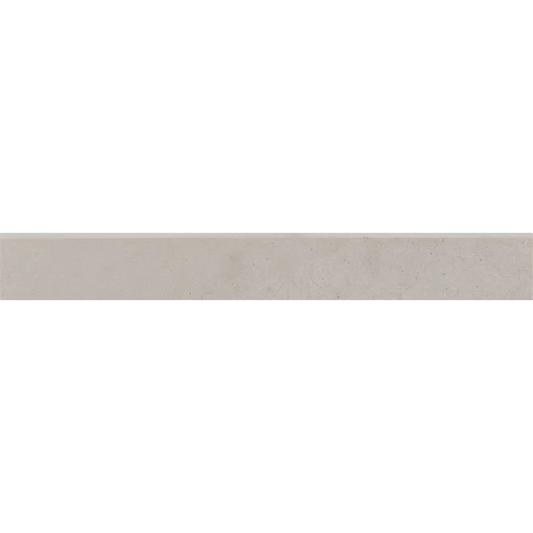 Thaddeus 3" x 24" matte porcelain bullnose trim in Pearl, showcasing a sleek, elegant finish for tile installations.