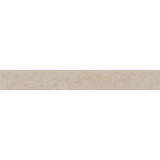 Thaddeus 3" x 24" matte porcelain bullnose trim in Almond, providing a warm finish for tile installations.