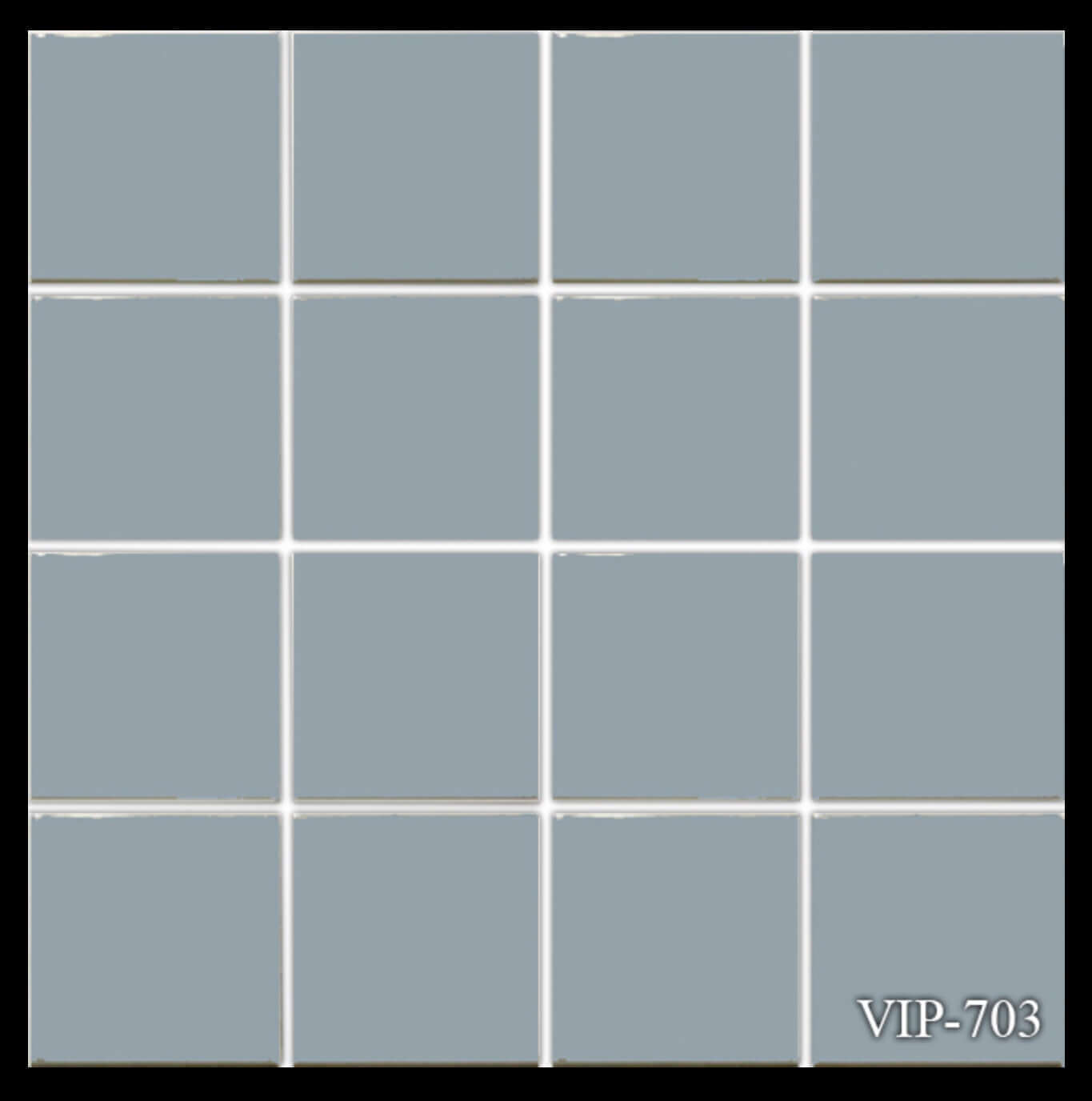 Fujiwa Tile VIP 3x3 gray mosaic tile (VIP-703) suitable for modern pool designs and aquatic applications.