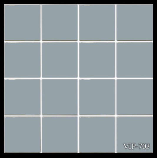 Fujiwa Tile VIP 3x3 gray mosaic tile (VIP-703) suitable for modern pool designs and aquatic applications.