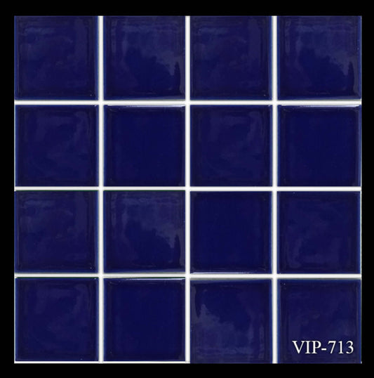 Fujiwa Tile VIP 3x3 Cobalt Blue Mosaic, perfect for pool designs and aquatic applications.