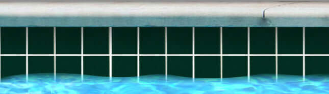 Fujiwa Hunter Green 3x3 pool-rated mosaic tiles displayed in a swimming pool setting with blue water.