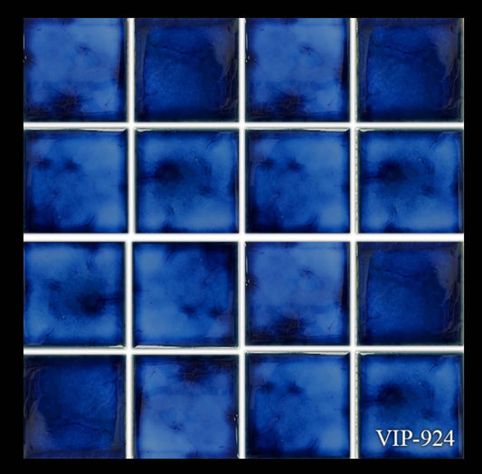 Fujiwa Tile VIP 3x3 Marble Blue Mosaic, ideal for pool applications with elegant blue design.