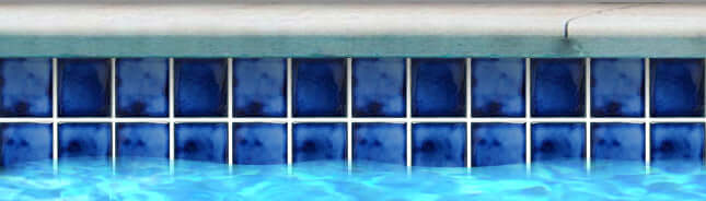 Fujiwa Tile VIP 3x3 Series Marble Blue Mosaic for pool edges, showcasing elegant blue tones in a water environment.