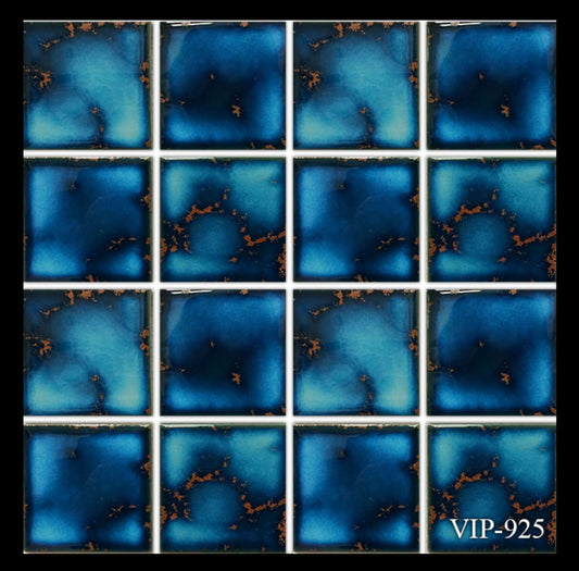 Fujiwa Tile VIP 3x3 Marble Blue Mosaic, perfect for pool designs and elegant interiors.