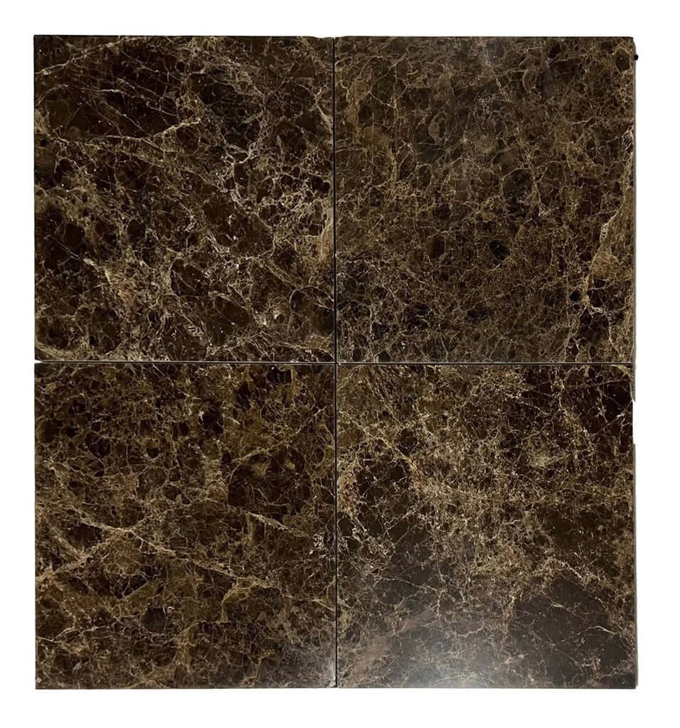 12x12 Iberian Emperador Dark Marble Floor & Wall Tile with rich brown tones and elegant veining.