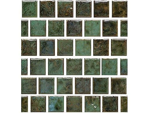 Fujiwa Tile Joya Series 1x1 Verde Pool Rated Tiles, perfect for colorful pool designs.