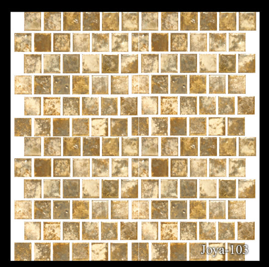 Fujiwa Tile Joya Series 1x1 Gold Pool Rated Tiles, vibrant color ideal for luxurious pool designs.