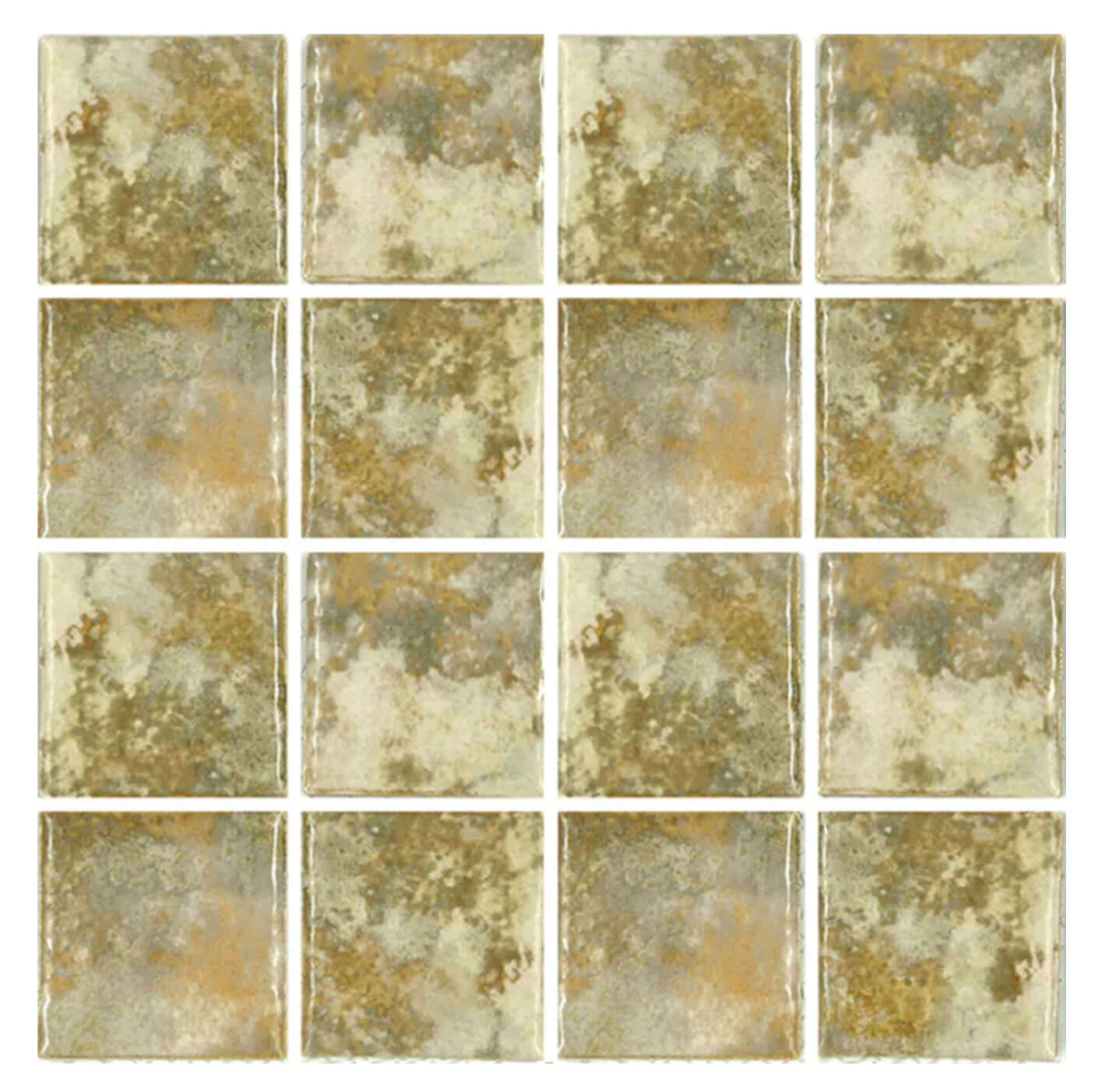 Fujiwa 3x3 Joya Gold semi-glossy porcelain pool-rated tiles, showcasing a luxurious, radiant surface.