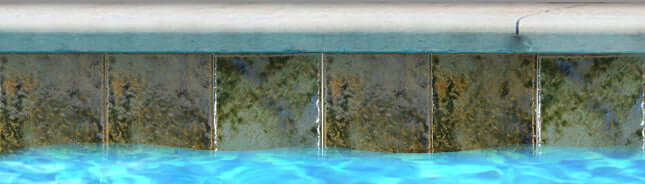 Fujiwa Joya Verde 6x6 semi-gloss porcelain tiles in a pool setting, showcasing vibrant green color and elegant design.