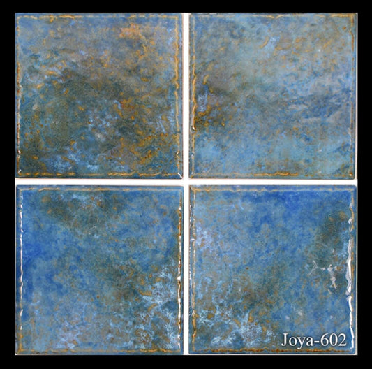 Fujiwa Joya Albi 6x6 semi gloss porcelain pool rated tiles with vibrant blue color and elegant finish.