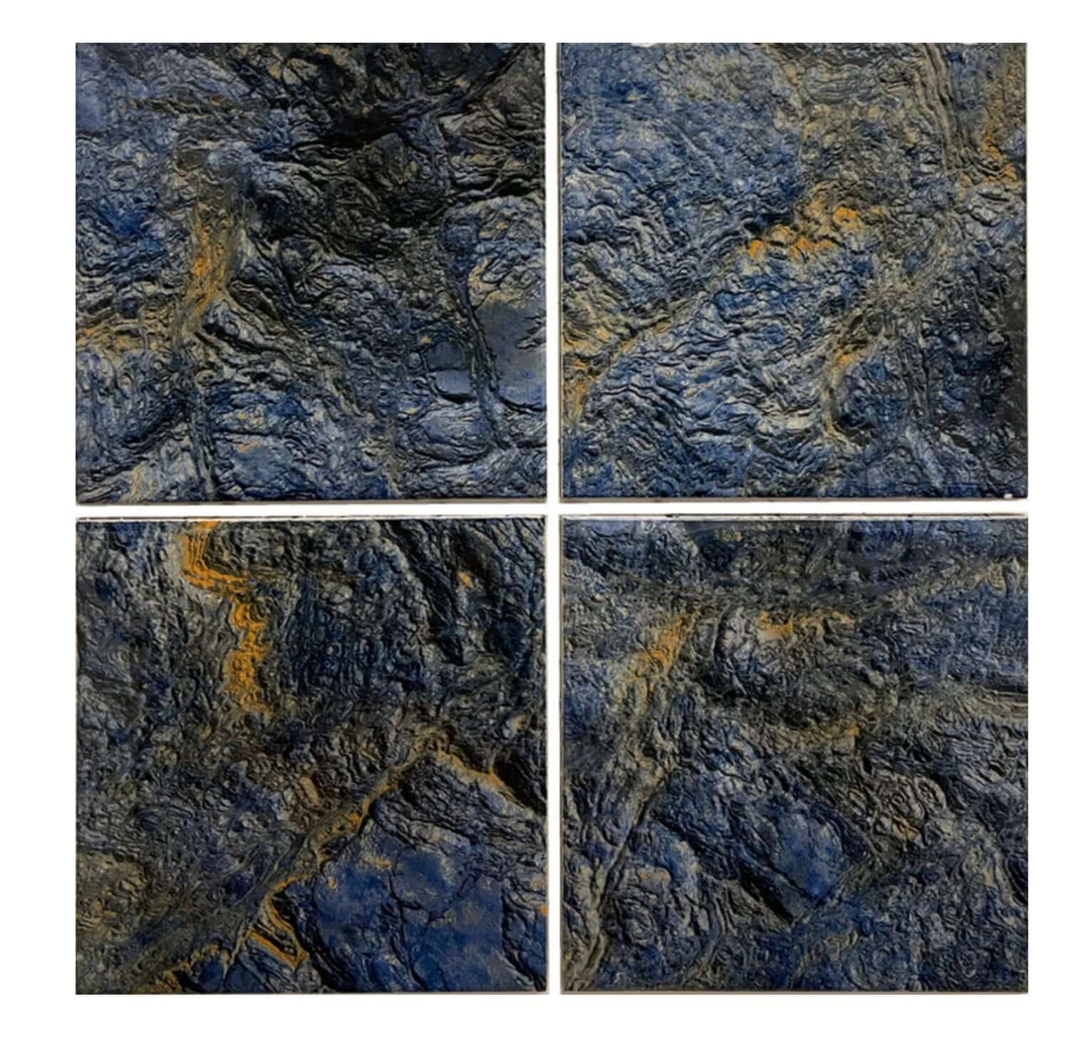 Java Series Santa Barbara Blue 6x6 porcelain pool tiles showcasing rich textures and vibrant blue tones.