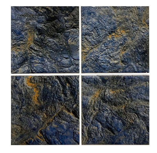 Java Series Santa Barbara Blue 6x6 porcelain pool tiles showcasing rich textures and vibrant blue tones.