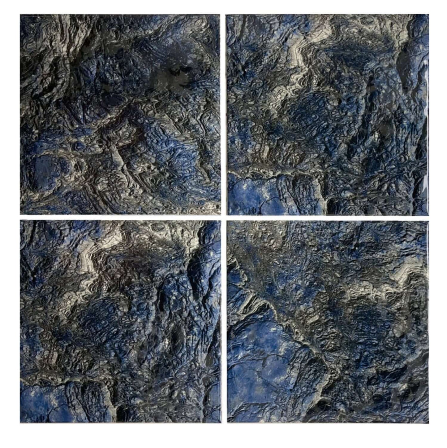 Close-up of Fujiwa Java Series Oregon Blue porcelain pool tiles showcasing a rich blue and textured surface.
