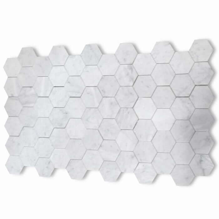 Carrara White Marble 5" Large Hexagon Mosaic Tile