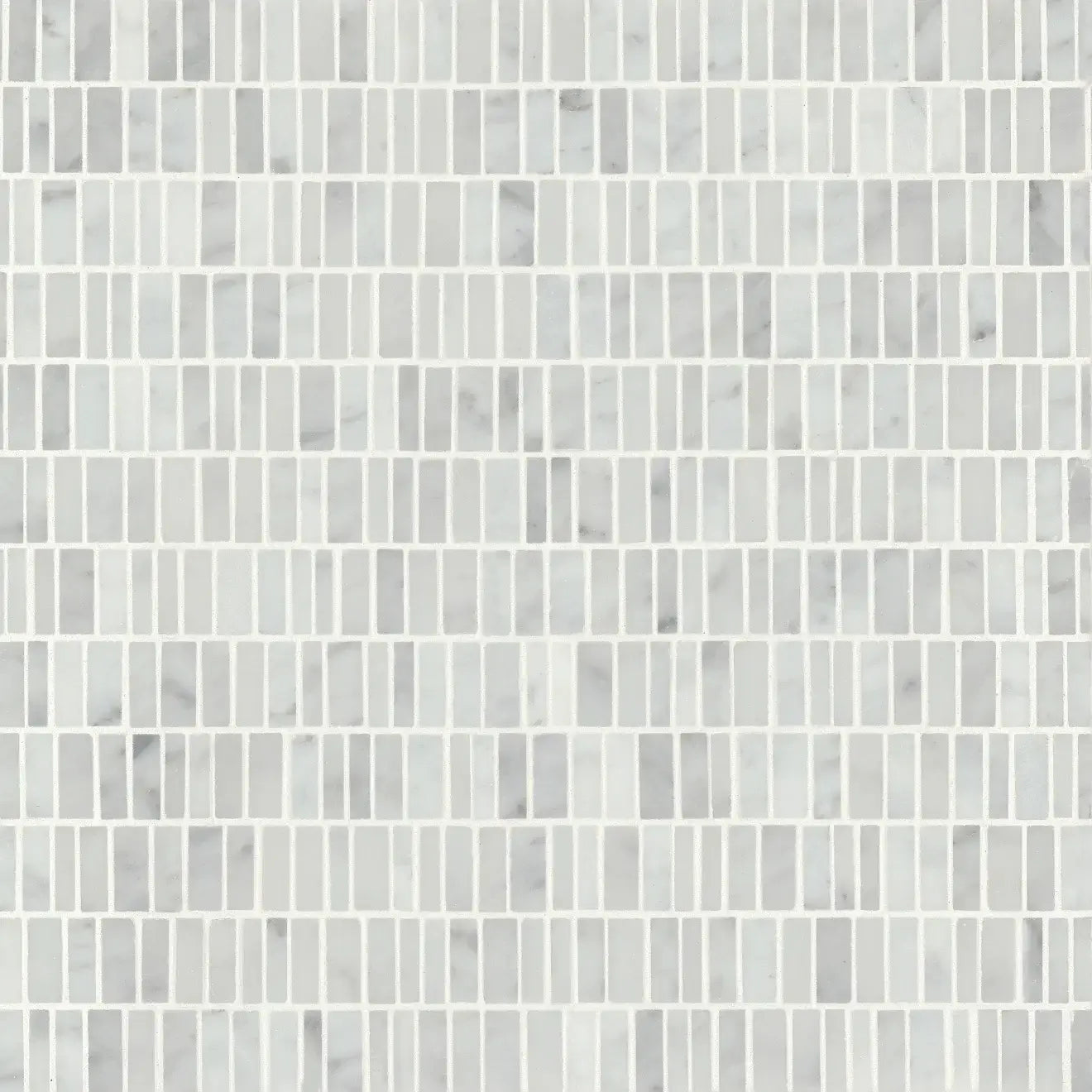 Carrara white honed trapezoid marble mosaic tile pattern showcasing premium craftsmanship and elegant design.