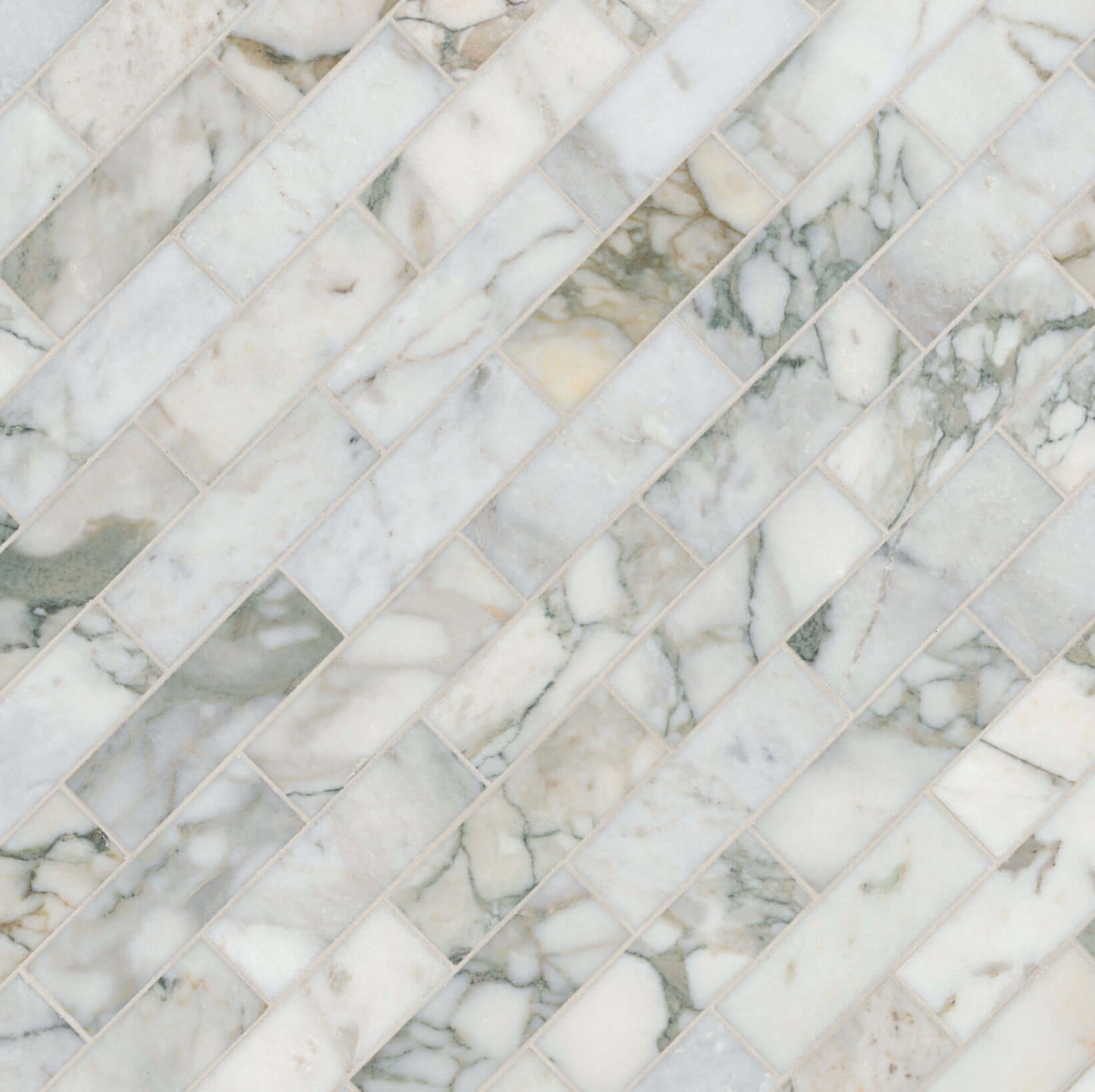 2x6 Calacatta Green Marble Honed Mosaic Tile featuring elegant green hues for premium interior design.