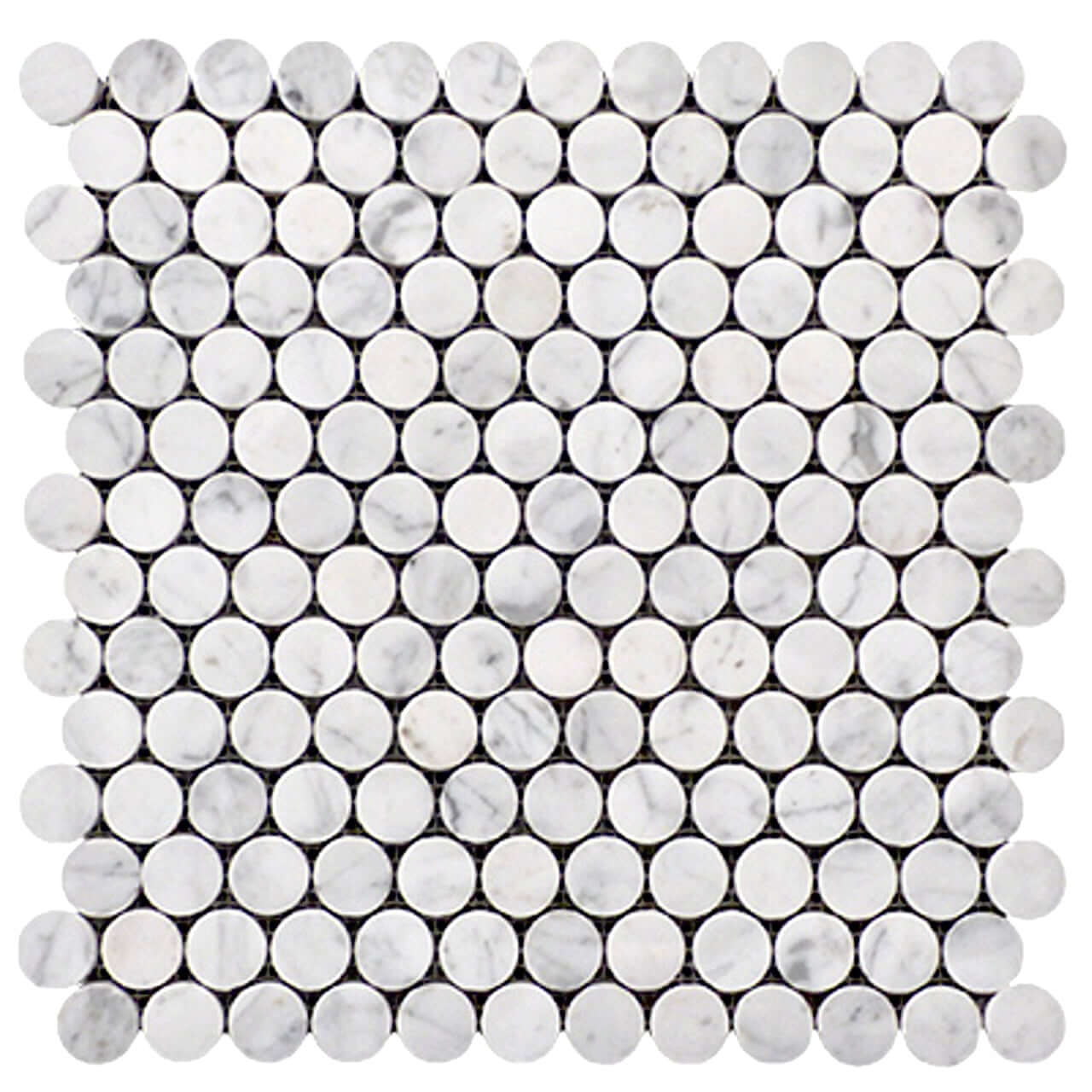 Carrara White Marble Honed Penny Round Mosaic Tile