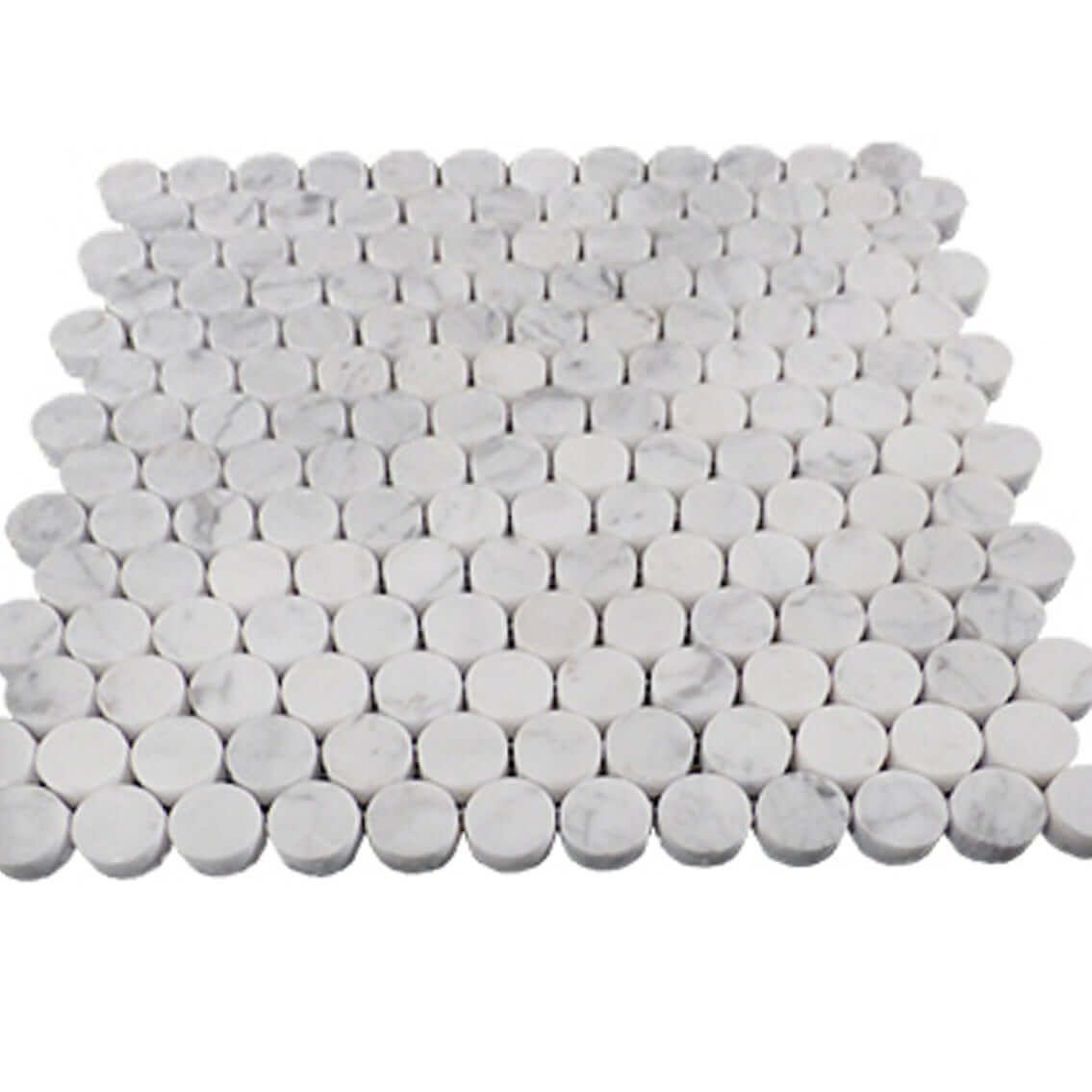 Carrara White Marble Honed Penny Round Mosaic Tile