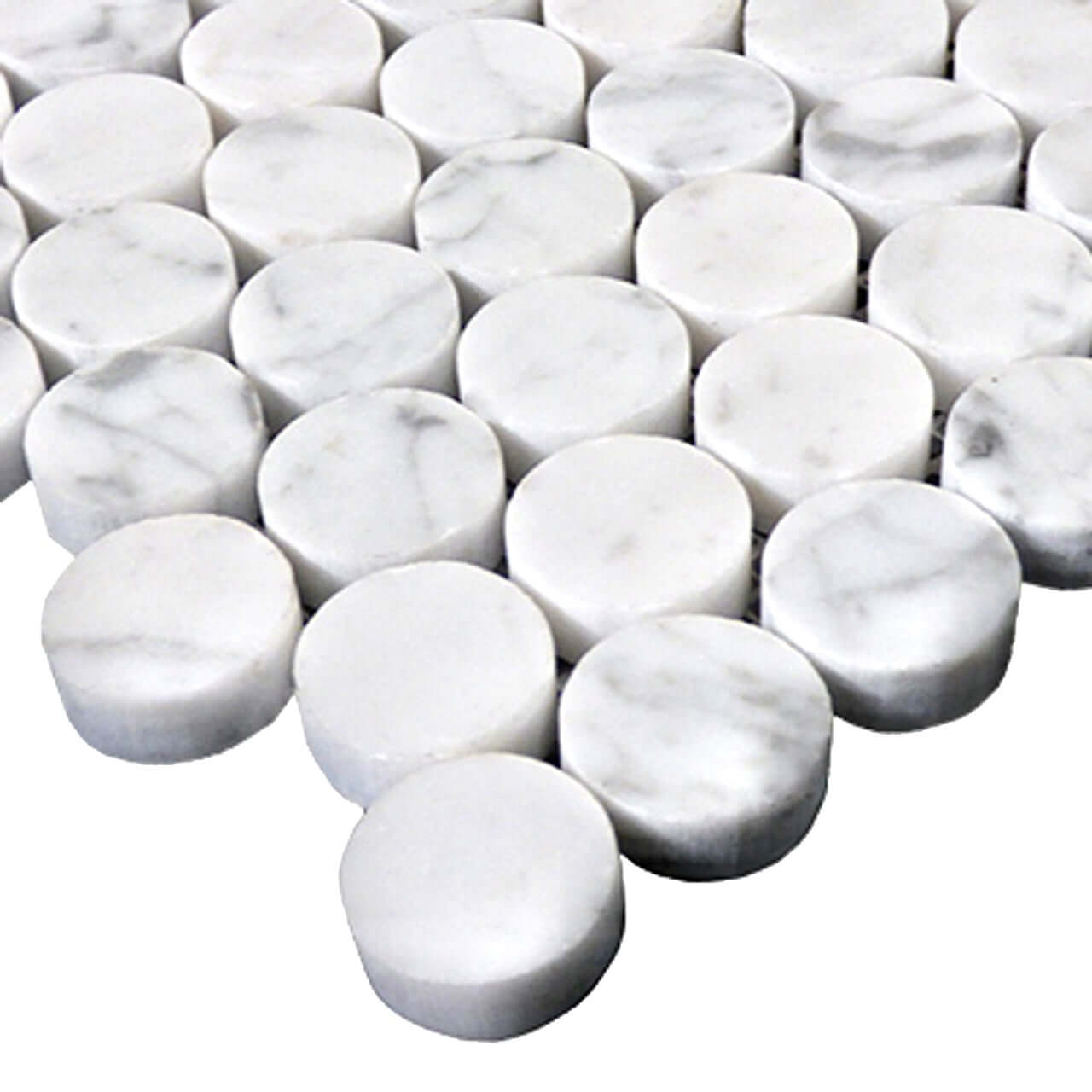 Carrara White Marble Honed Penny Round Mosaic Tile