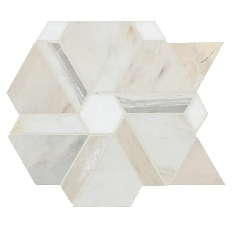Angora Floralis polished marble mosaic tile featuring an intricate floral design for elegant floors and walls.