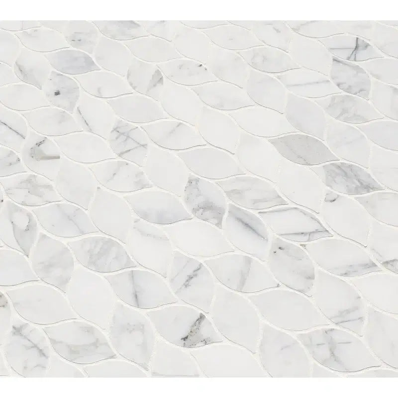 MSI 12x13 Calacatta Blanco Floral Motive Polished Marble Mosaic