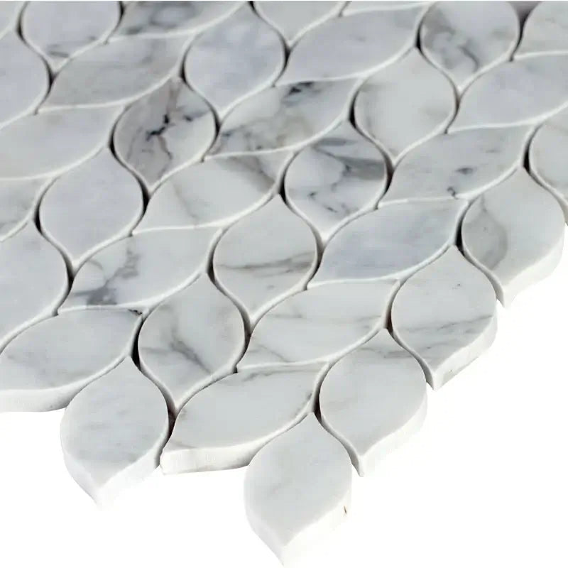 MSI 12x13 Calacatta Blanco Floral Motive Polished Marble Mosaic