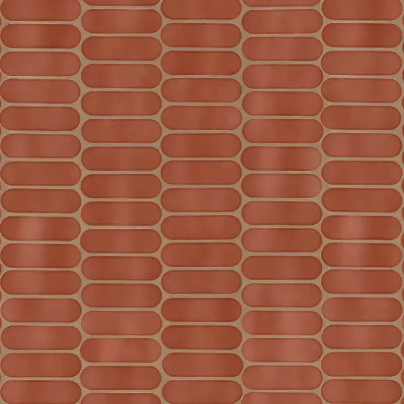 Terra Ellipse 12" X 12" glossy glass mosaic wall tile in earthy tones with a modern ellipse pattern.