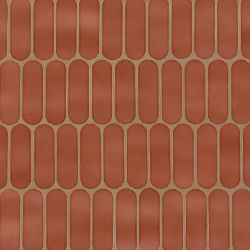 Terra Ellipse 12" X 12" glossy glass mosaic wall tile in a modern ellipse pattern with earthy tones.