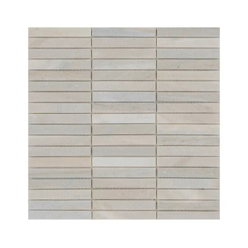 Ravello Mini Stack 12" X 12" honed marble mosaic tile with contemporary linear design, ideal for flooring and walls.