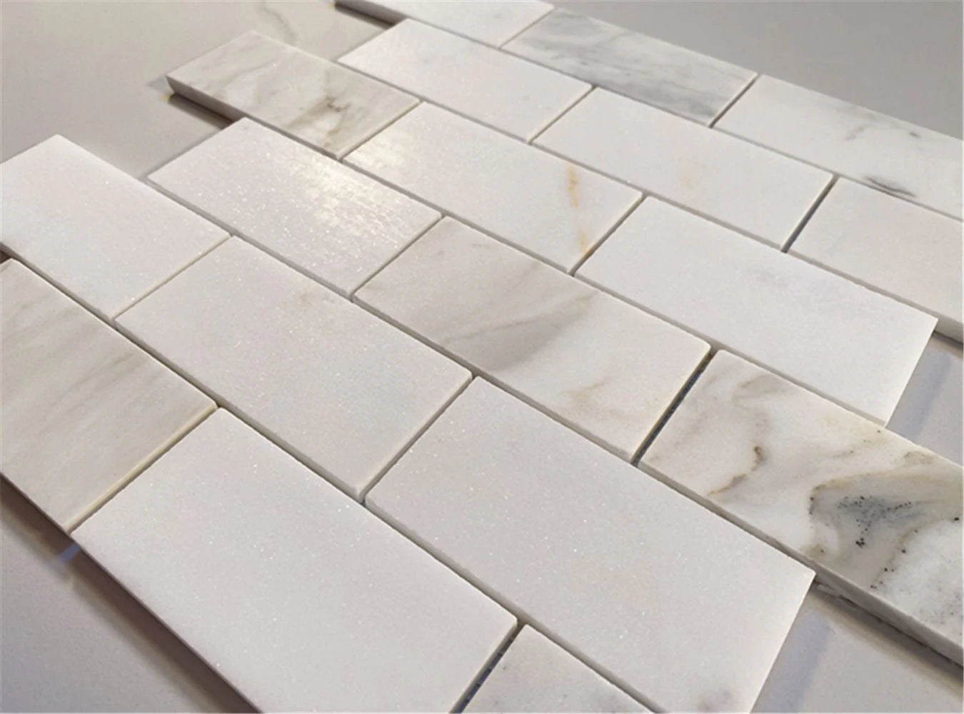 Tuscan 2x4 Calacatta Gold Italian Marble Mosaic Tile