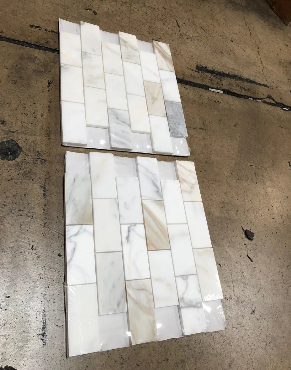 Tuscan 2x4 Calacatta Gold Italian Marble Mosaic Tile