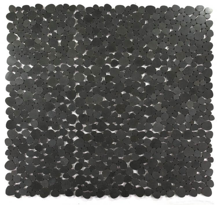 Aphrodite Basalt 12x12 tile featuring a pebble-like design in grey and black hues for a dramatic decor accent.