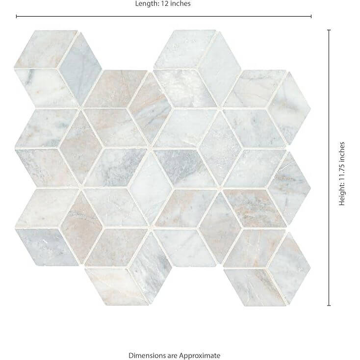 Arabescato Venato Calacatta White Cube Honed Mosaic Tile - Hey Tiles