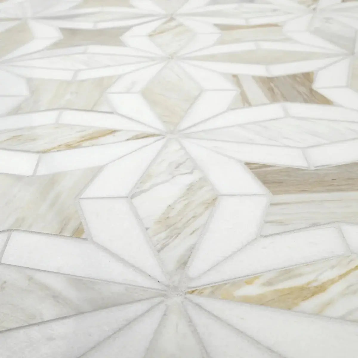 Athena Gold Estrella 10"x10" Polished Marble Mosaic Floor and Wall Tile - Hey Tiles