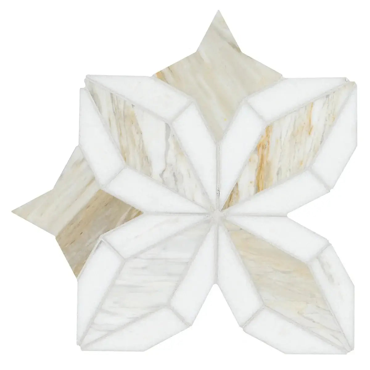 Athena Gold Estrella 10"x10" Polished Marble Mosaic Floor and Wall Tile - Hey Tiles