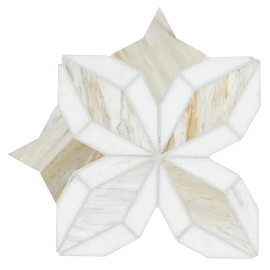 Athena Gold Estrella 10"x10" Polished Marble Mosaic Floor and Wall Tile - Hey Tiles