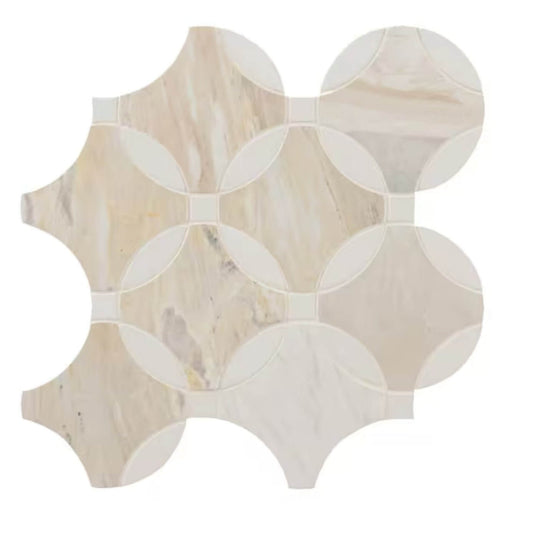 Athena Gold Lola 10”x10” Polished Mesh - Mounted Marble Mosaic Floor and Wall - Hey Tiles