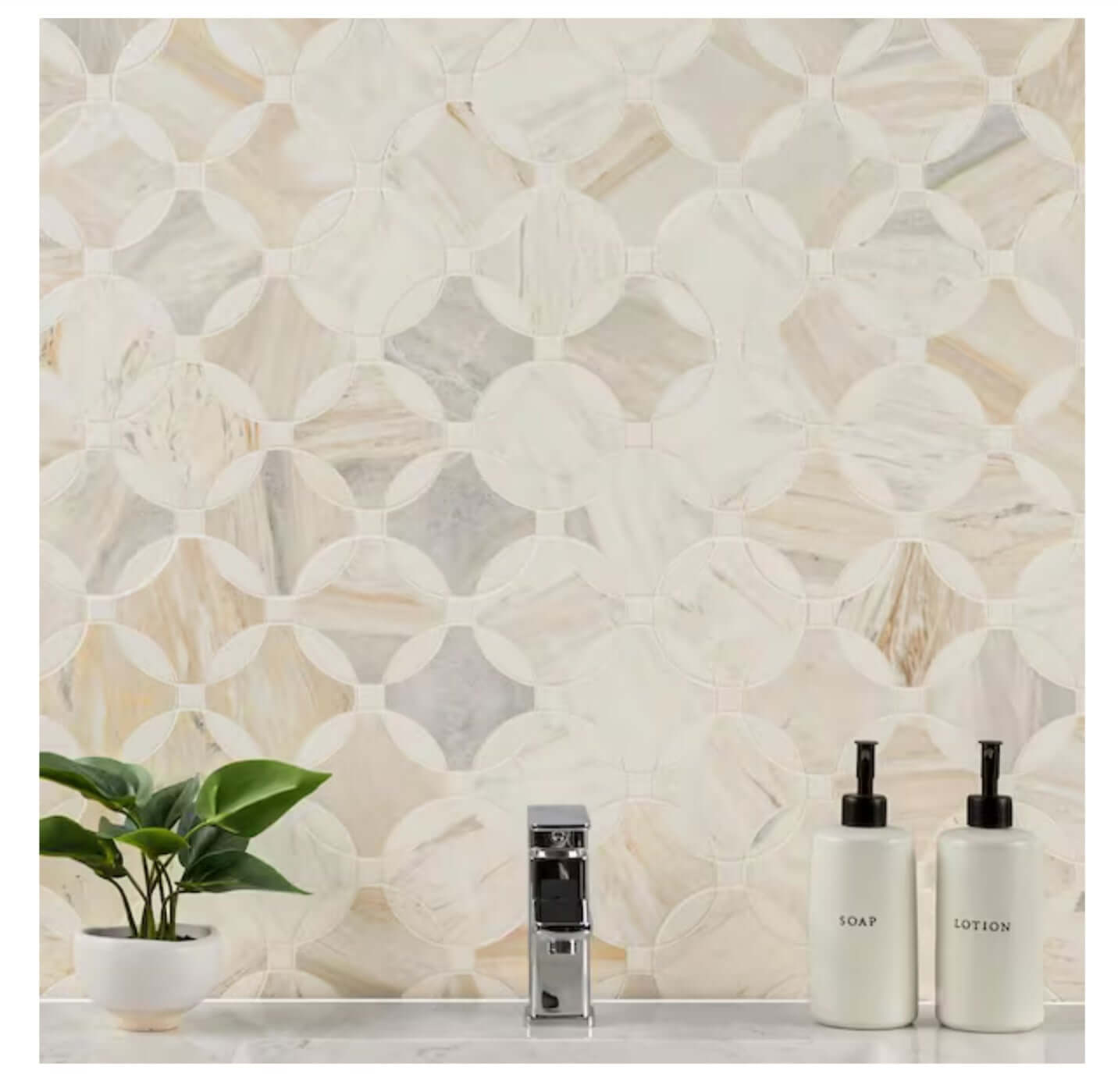 Athena Gold Lola 10”x10” Polished Mesh - Mounted Marble Mosaic Floor and Wall - Hey Tiles