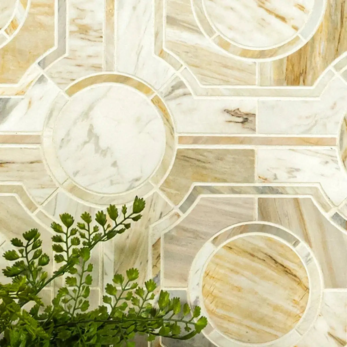 Athena Gold Regency 10" X 10" Polished Marble Mosaic Tile - Hey Tiles