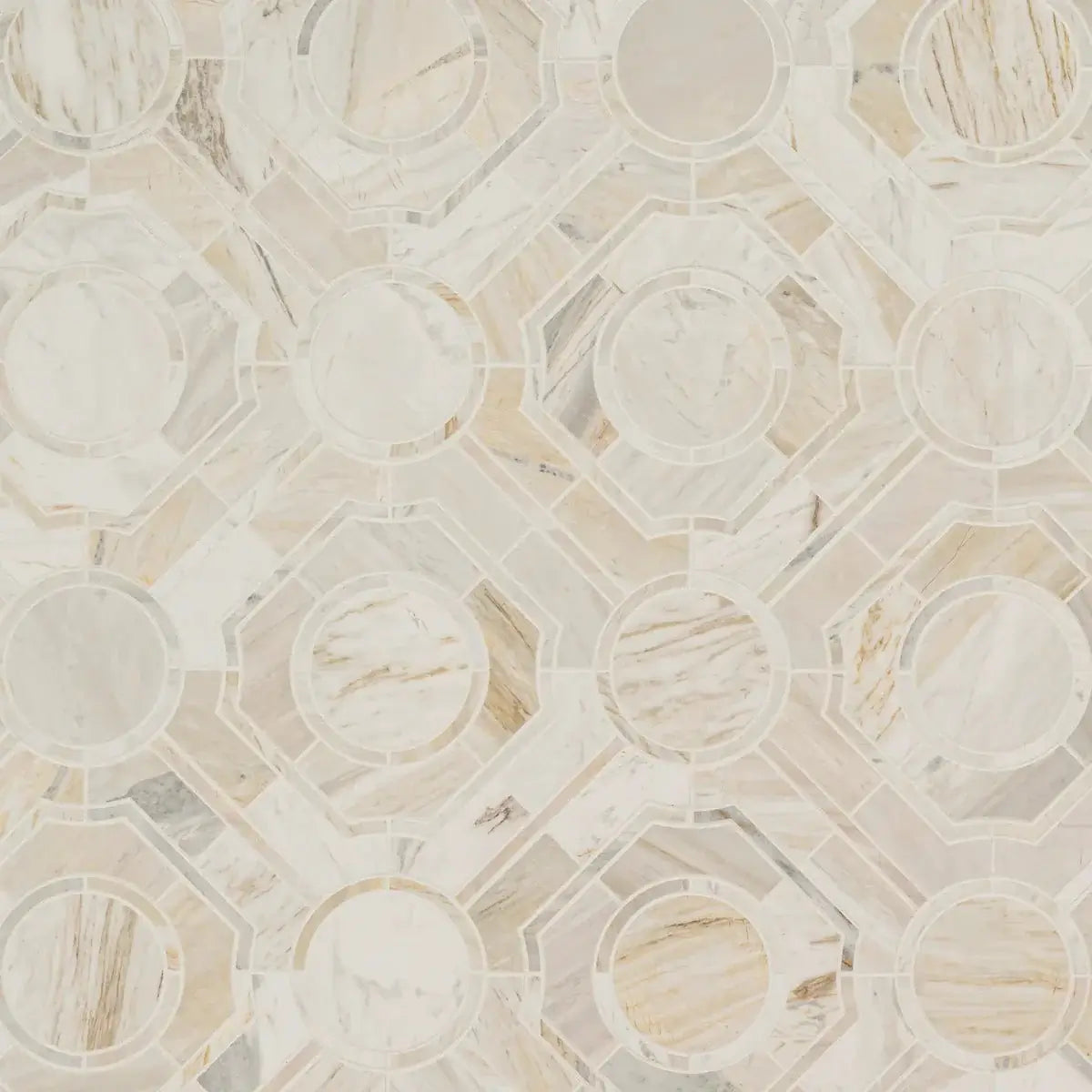Athena Gold Regency 10" X 10" Polished Marble Mosaic Tile - Hey Tiles