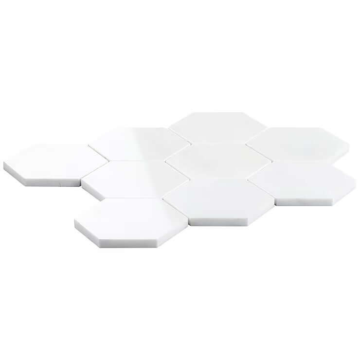 Bianco Dolomite 4" Hexagon Marble Mosaic - Hey Tiles