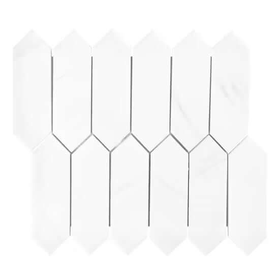 Bianco Dolomite Marble Picket Mosaic Tile - Hey Tiles