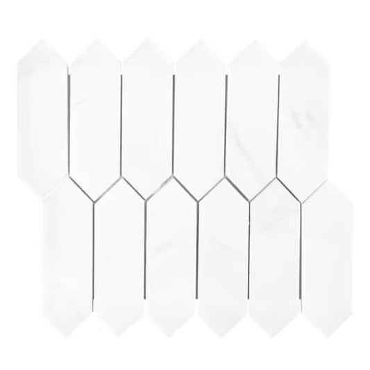 Bianco Dolomite Marble Picket Mosaic Tile - Hey Tiles