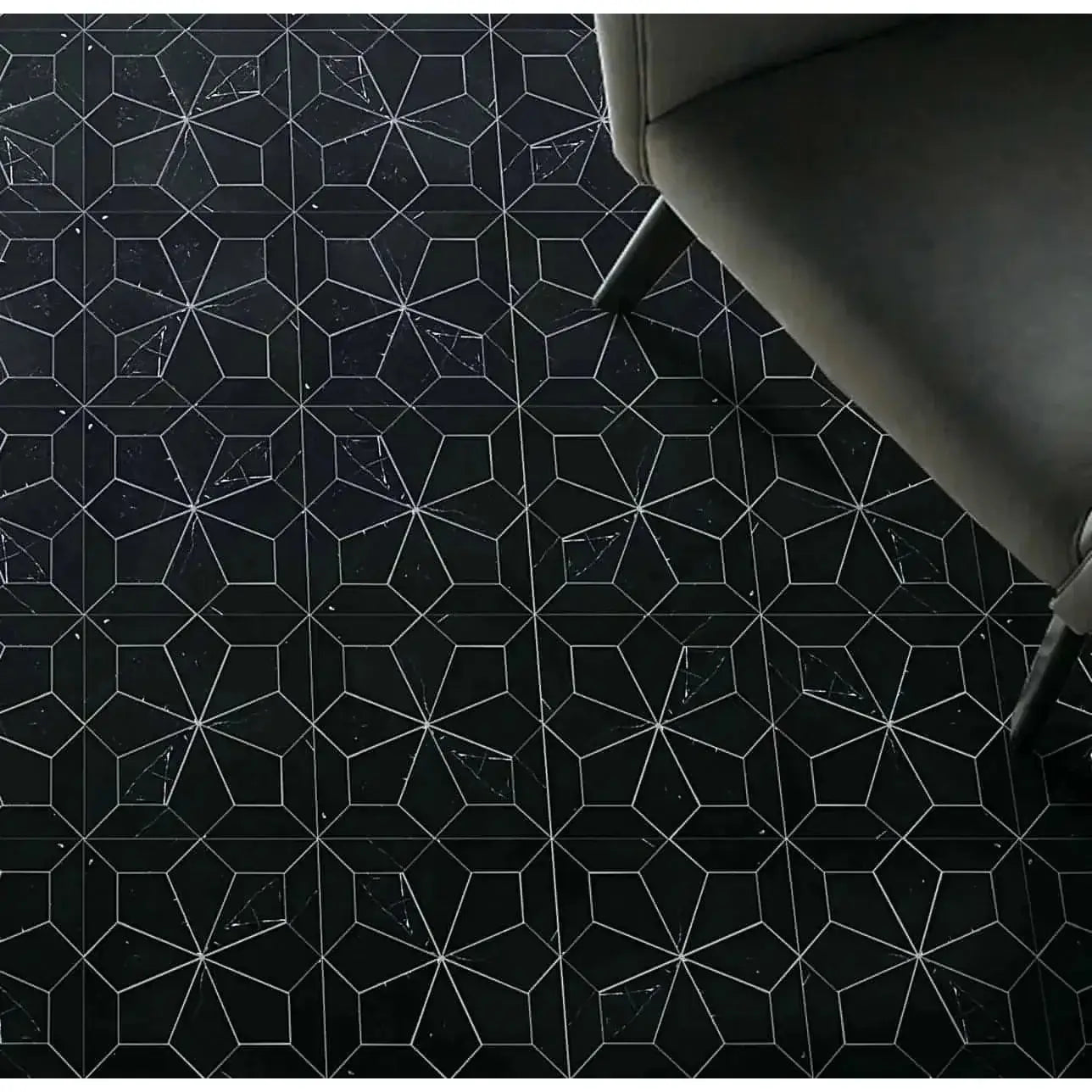 Blomma Honed Marble Mosaic Tile in Nero - Hey Tiles