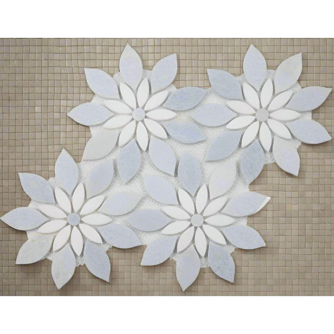 Blue Thassos Flower Pattern - Hey Tiles